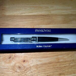 NWT Swarovski Active Crystals USB Pen, Silver Night, Black, 4GB